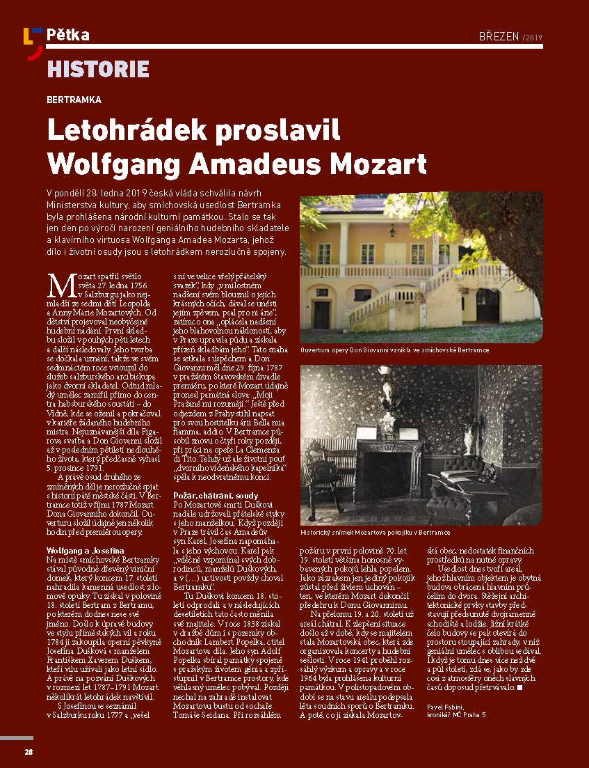 Bertramka letohrádek W.A.Mozarta